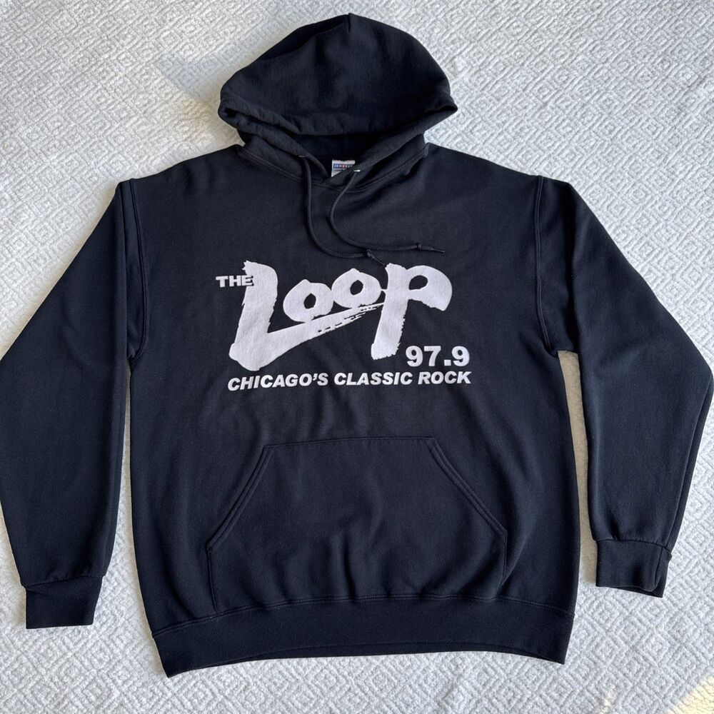Jerzees THE LOOP Chicago's Classic Rock 97.9 Unisex Hoodie Sz L